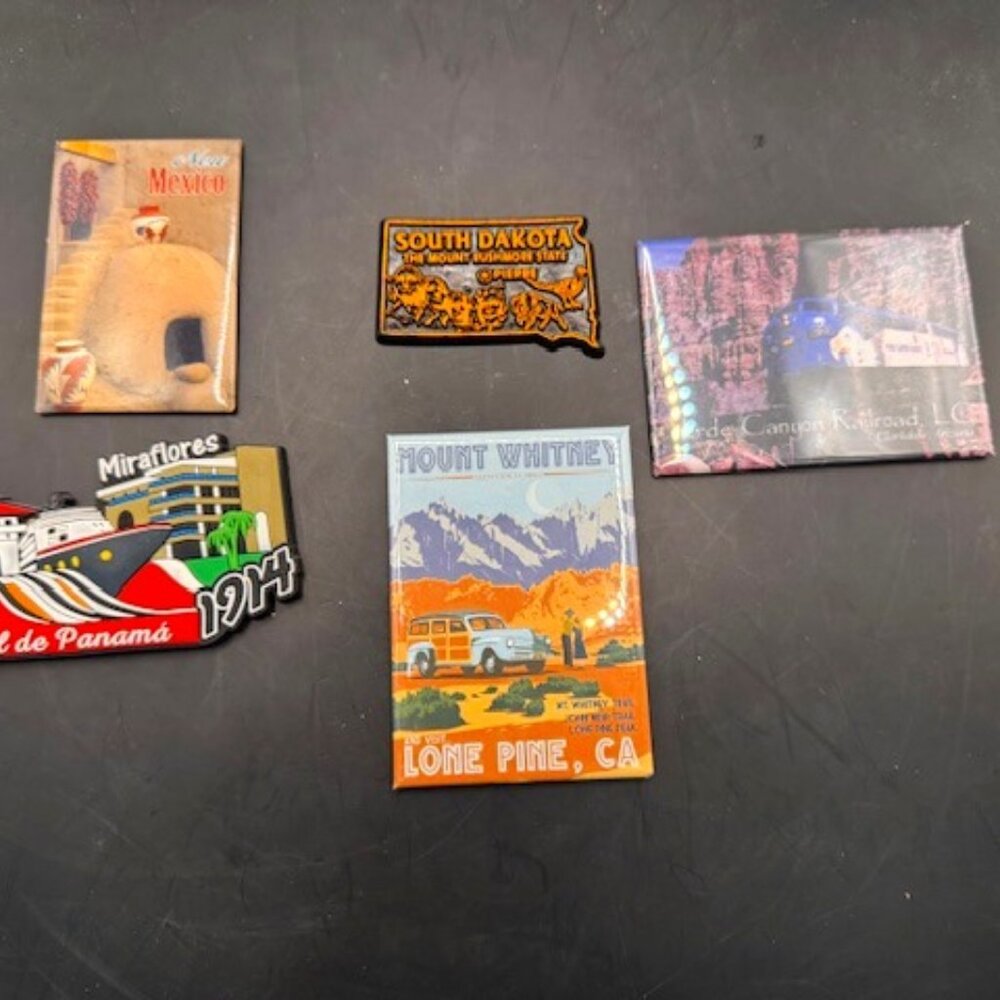 5 Piece, each different Novelty Vacation Picture Refrigerator Magnets